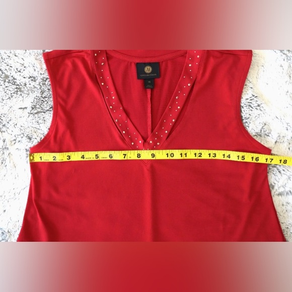 JM Collection Tunic Top Shirt Pretty accent Sleeveless V-Neck Flattering  XS / S - Picture 7 of 7